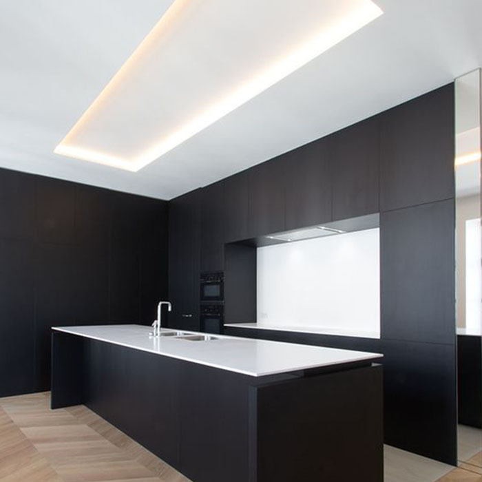 Sculptural thermoformed solid surface reception counter
