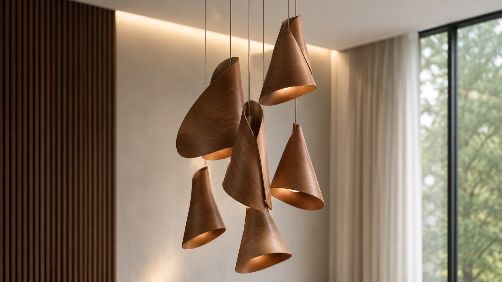 Natural wood veneer joinery and feature wall panelling