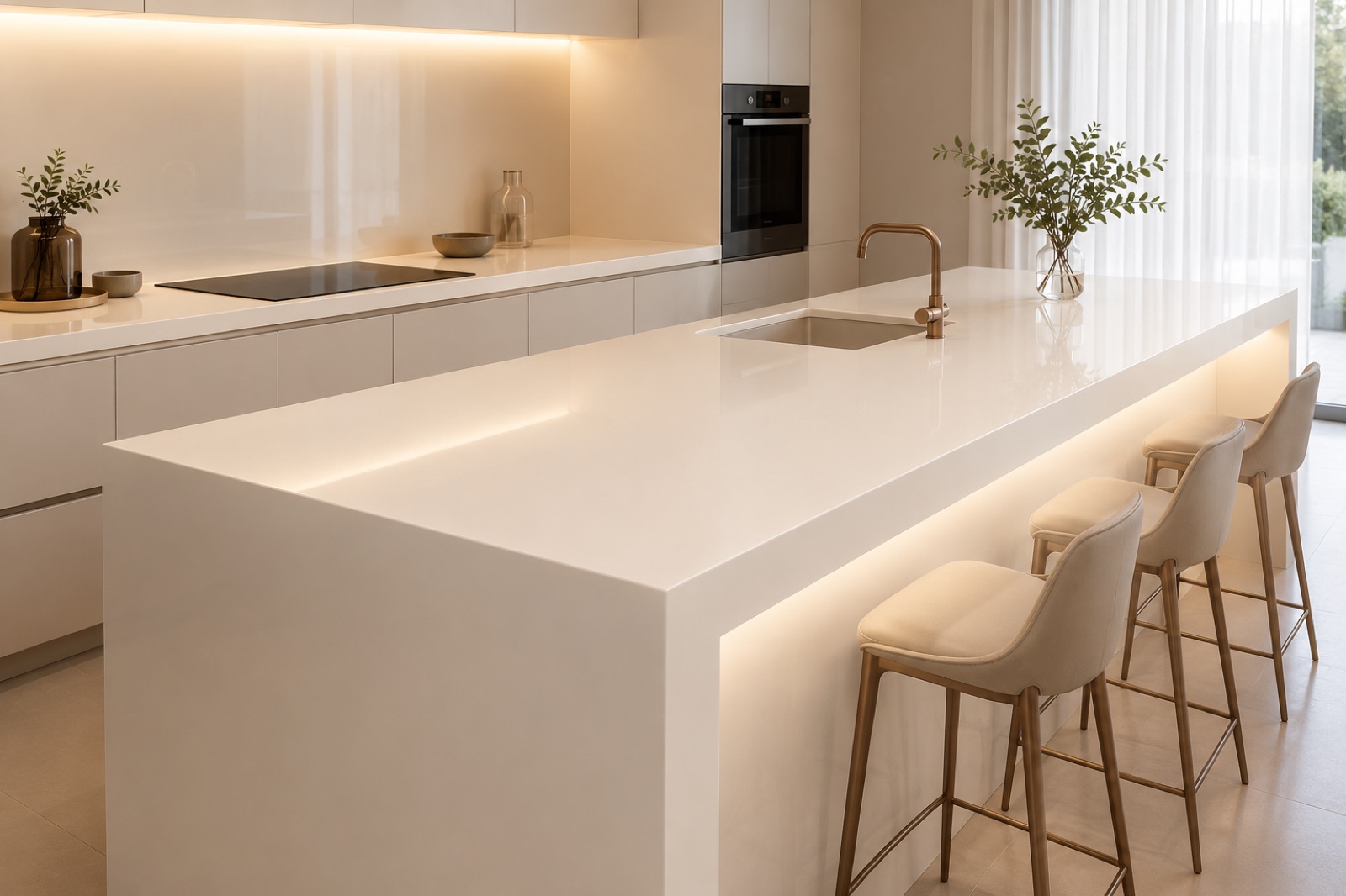 Modified acrylic surfacing used across a contemporary interior
