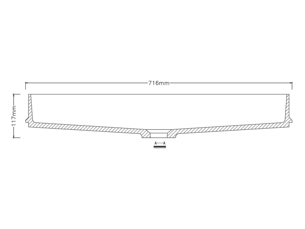 Long vessel basin, model GDRLX003, view 2
