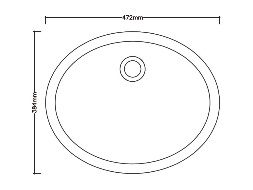 Oval undermount basin, model RLA100, view 2