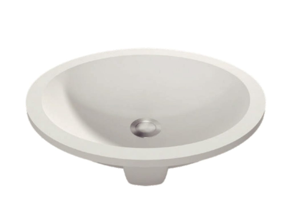 Oval undermount basin, model RLA106, view 1