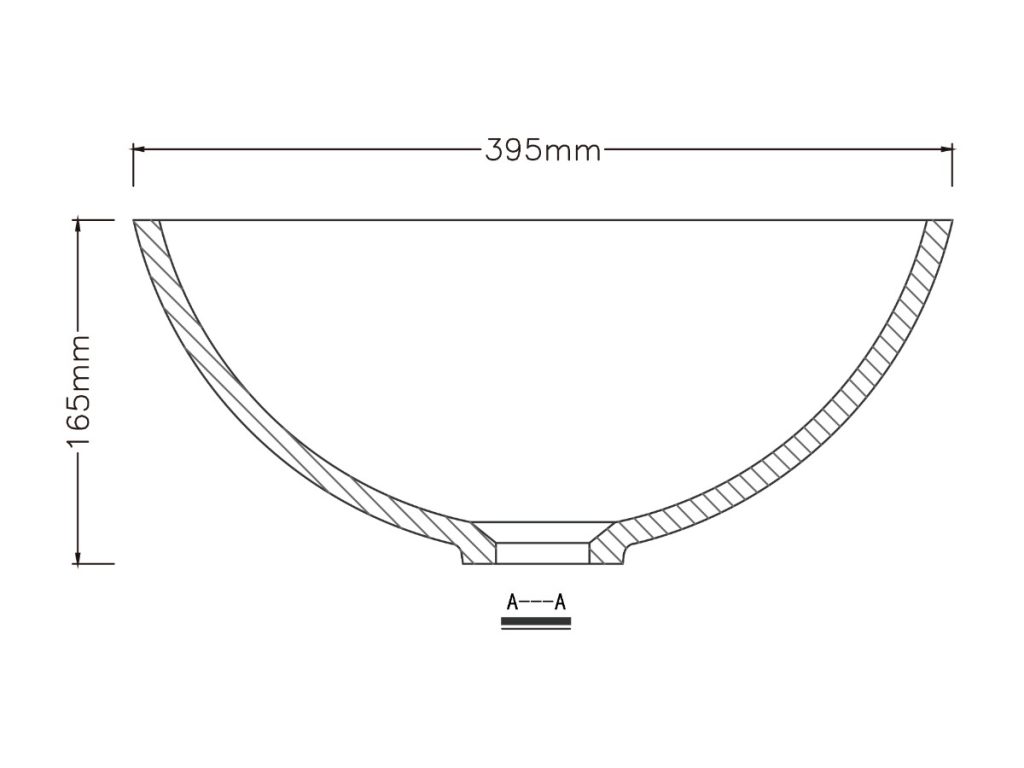 Round undermount basin, model RLA309, view 2