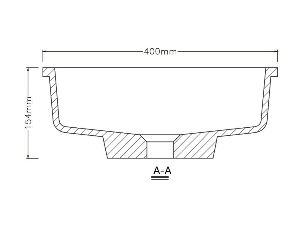 Rectangular undermount basin, model RLB109, view 2