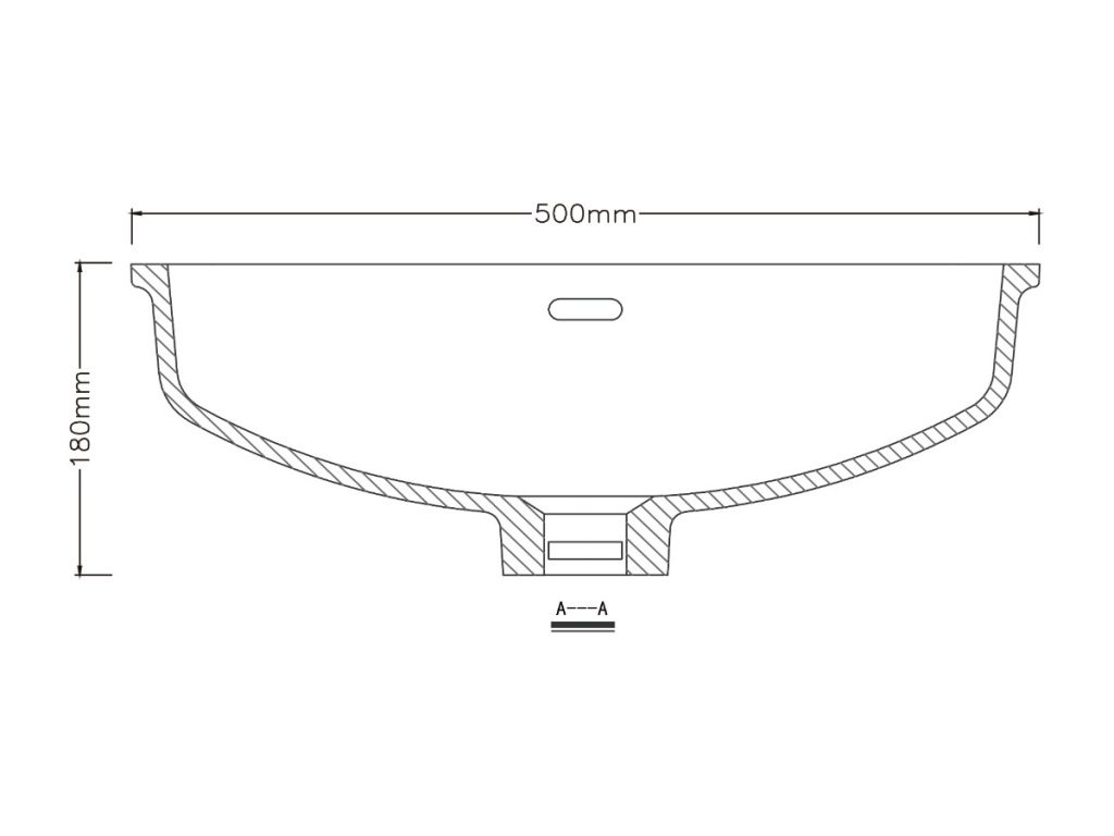 Rectangular undermount basin, model RLB379A, view 2