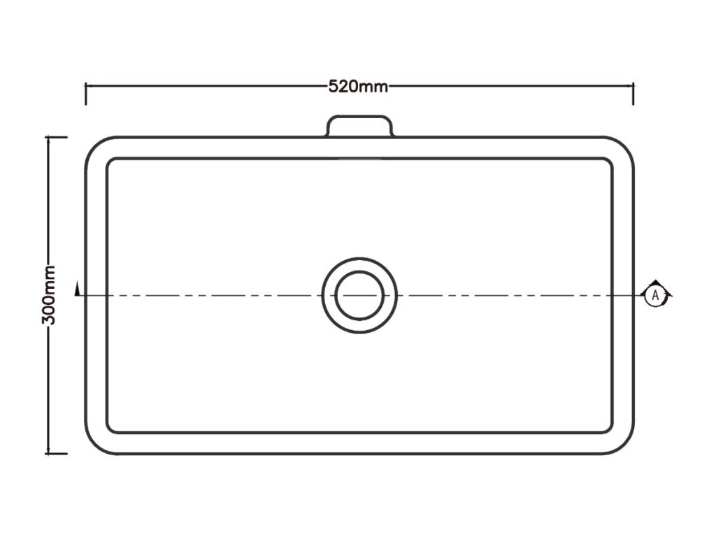 Rectangular undermount basin, model RLB389A, view 2
