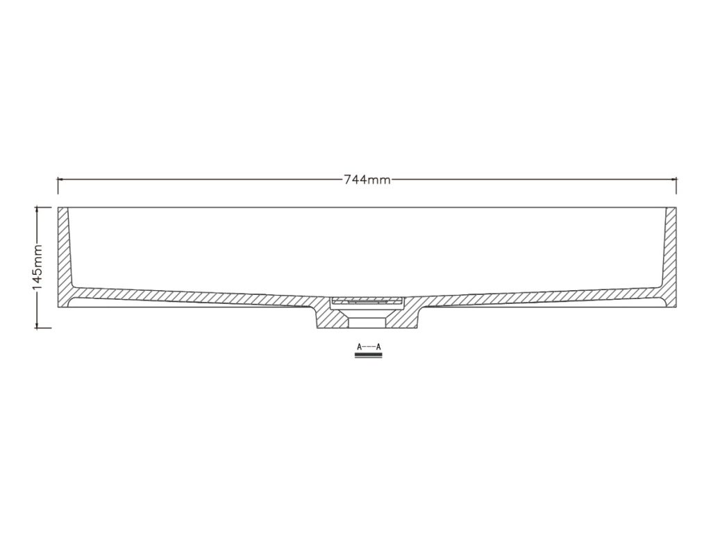 Long vessel basin, model RLB406, view 2