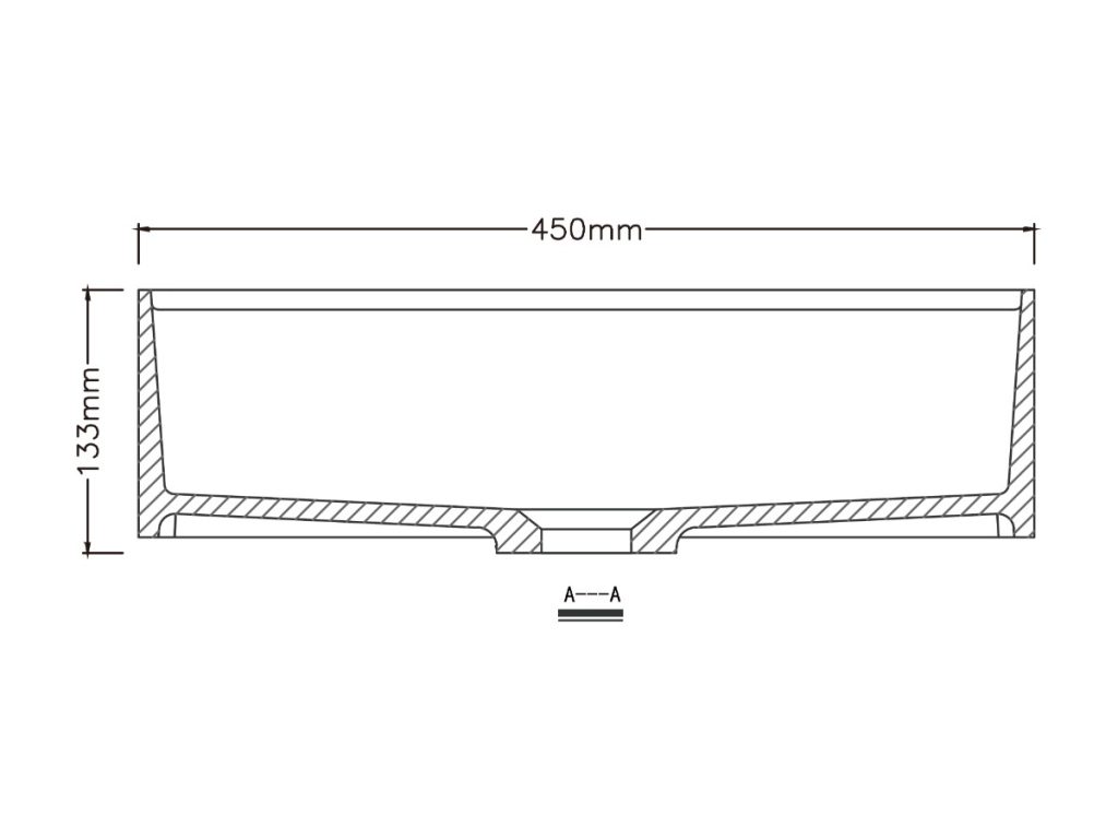 Square vessel basin, model RLC178, view 2