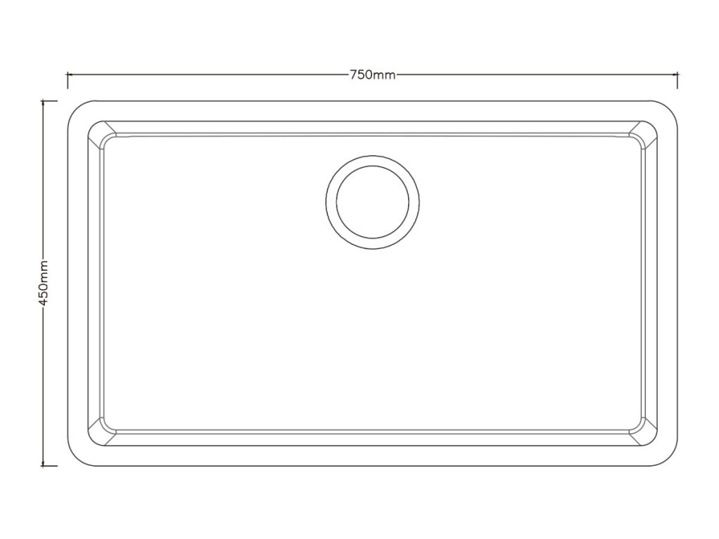 Single bowl kitchen sink, model RLD116, view 2