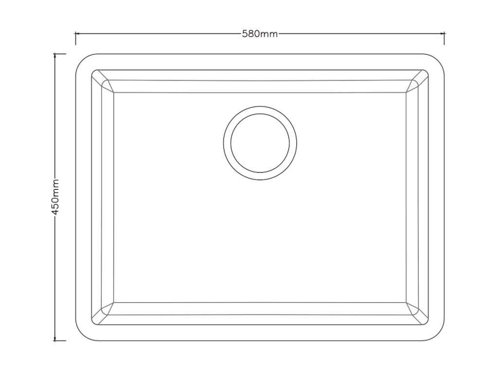Single bowl kitchen sink, model RLD123, view 2