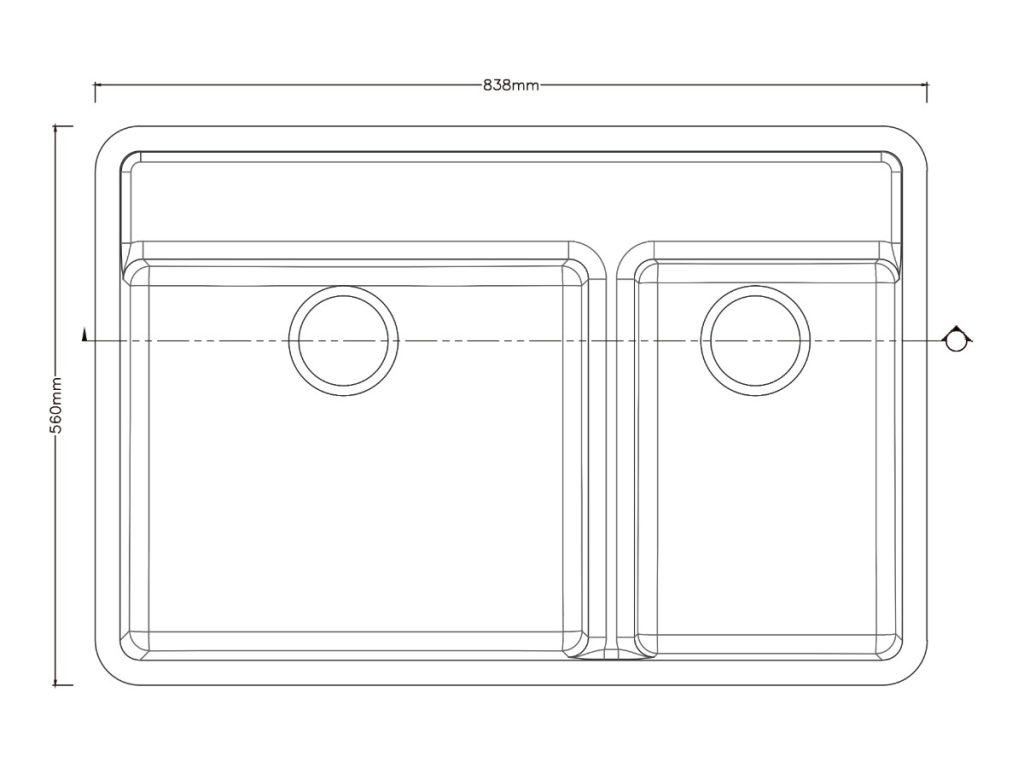 Double bowl kitchen sink, model RLD212, view 2