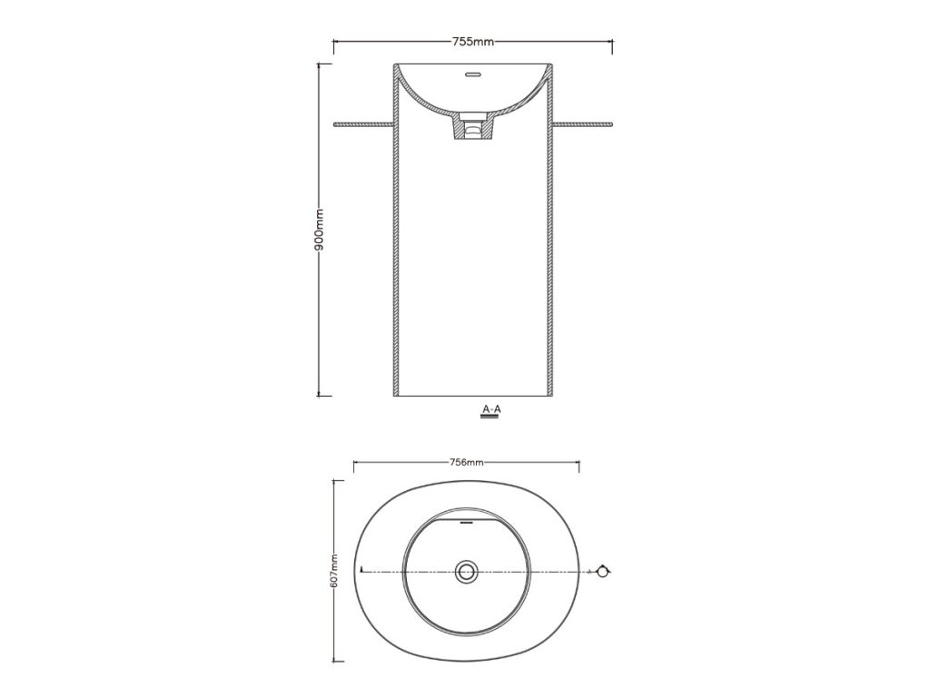 Pedestal basin, model RLH-B4001, view 2