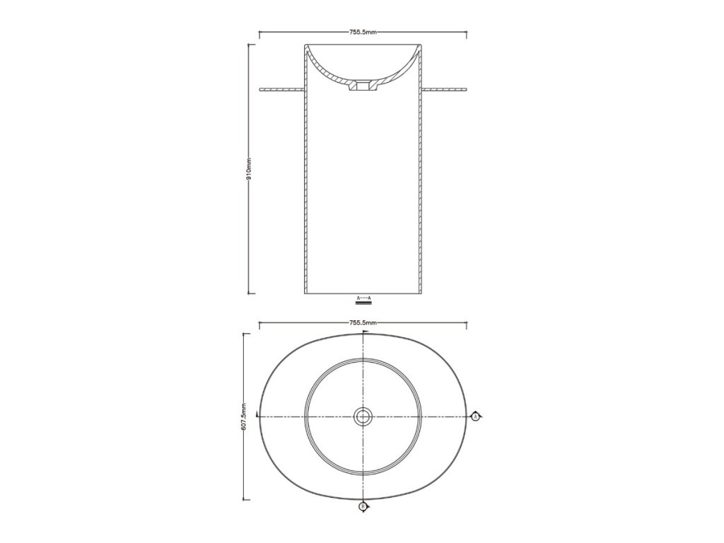 Pedestal basin, model RLH-B4002, view 2