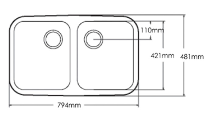 Double kitchen sink, model A2311, view 2