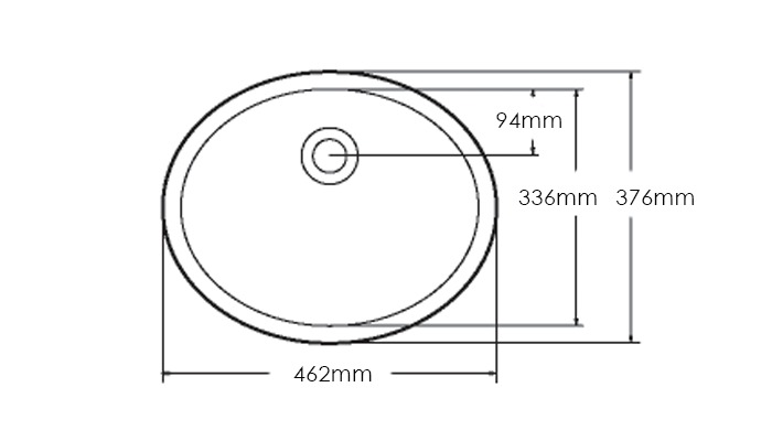 Oval basin, model A3181, view 2