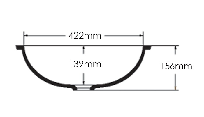 Oval basin, model A3181, view 3
