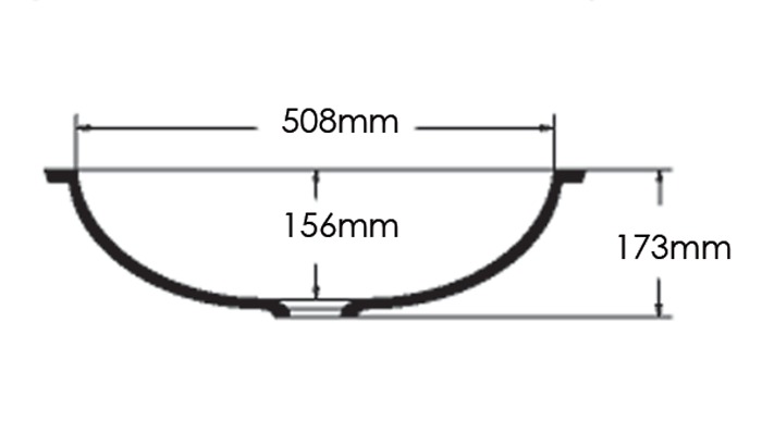 Oval basin, model A3211, view 3
