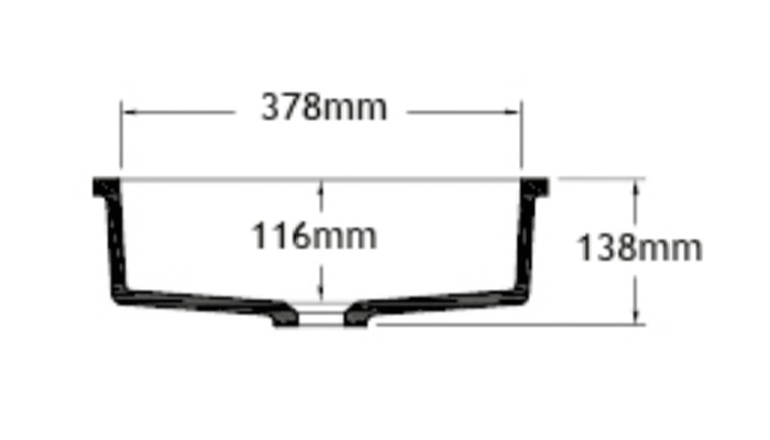 Rectangular basin, model B3150, view 3