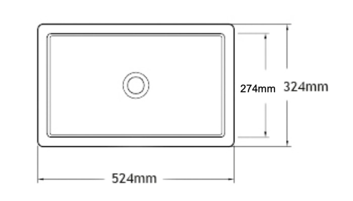 Rectangular basin, model B3190, view 2