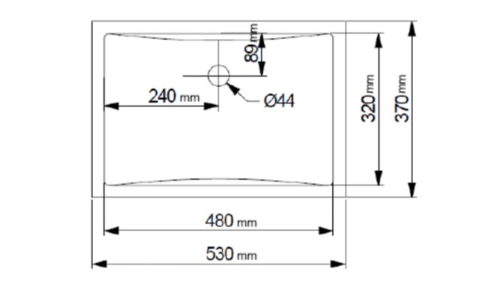 Oval basin, model B3192, view 2