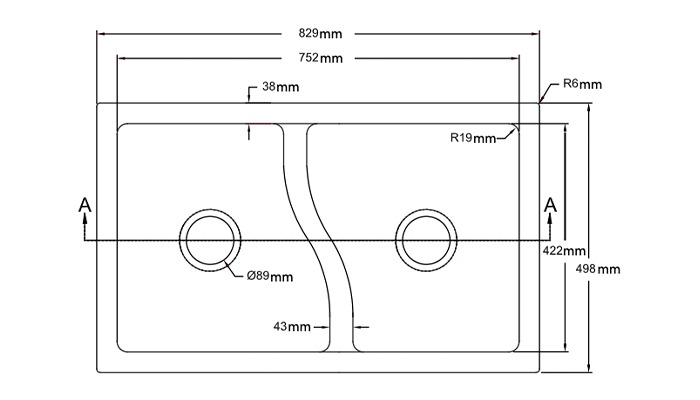 Double kitchen sink, model F2033-D, view 2